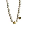 Pingente de Letra Colar de Pérolas Shijia Feminino Sensação de Alto Padrão Elegante Luxo Leve Estrela Dourada Escovada Corrente com Fecho Magnético