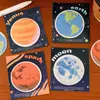 Notas Adhesivas de Planeta de Dibujos Animados Creativas Redondas Desprendibles Pegatinas N-Time Papelería para Estudiantes Mensaje Tierra Luna Notas