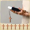 Venta Caliente de Amazon Llavero Mini Candelabro de Cruz de Madera Lote Colgante Pequeño de Cruz de Madera con Cuentas