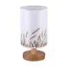 Lámpara de mesa creativa hecha a mano con flores secas en relieve, luz nocturna, lámpara de mesita de noche para dormitorio, lámpara de ambiente para hotel y casa de huéspedes, lámpara de lino