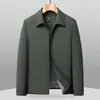 Chaqueta de Seda de Leche para Hombre, Casual de Negocios para Primavera y Otoño, Suave, Cortavientos, Sin Arrugas, No Requiere Planchado, Anti-Arrugas, Cuello Solapa, Ropa de Abrigo
