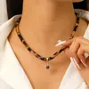Bufanda de Seda con Estampado de Leopardo Cadena de Suéter con Perlas para Mujer, Lujo de Gama Alta Nicho Versátil Lazo Corazón Collar