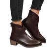 Botas Marrones de Talla Grande de Comercio Exterior para Mujer 2025 Otoño e Invierno Estilo Nuevo Tacón Medio Punta Fina Tacón Grueso Botines Cortos Botines Forrados de Lana
