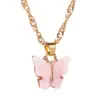 Collar de Mariposa Dulce Coreano y Japonés Acrílico Colorido Dulce Versátil para Mujer Cadena para Clavícula Gargantilla de Moda para Influencers