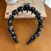 Faixa de Cabeça Larga de Tricô com Bolinhas para Mulheres, Faixa de Cabelo Estilosa, Acessório de Cabelo Versátil, Adorno de Cabeça de Tecido com Toque de Luxo, Luxo Leve