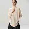 Suéter de tricô com manga morcego, modelagem solta, 12 agulhas, mistura de lã e cashmere para outono e inverno