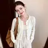 Cárdigan de punto de piel de mapache para mujer, estilo perezoso japonés de otoño, suéter corto holgado de cuello redondo, abrigo, top