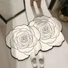 Tapete Transfronteiriço, Tapete de Chão Absorvente Estilo Francês para Banheiro, Tapete de Pé Antiderrapante de Terra de Diatomáceas para Entrada de Banheiro, Tapete de Flor em Formato Irregular