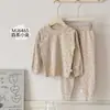 Conjunto para Menina 2026 Outono Novo Versão Coreana Desenho Animado Bebê Menina 260g Lã Stretch Renda Outono Conjunto de Blusa e Calça