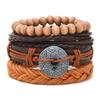 Nova moda multi-camada de couro tecido pulseira coreana masculina corda de couro tecido vendas diretas
