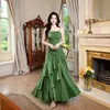 Vestido de tirantes finos lujoso y elegante con un tacto de alta gama, corte ajustado, vestido de noche de sirena con volantes para mujer, estilo nuevo