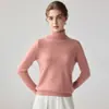 Nuevo suéter de cachemira de cuello alto para mujer, suéter base de punto de cachemira de manga larga, top casual simple de color liso para el día a día