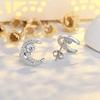 S925 Sterling Silver Pin Novo Design de Nicho Brincos de Lua de Diamante Cheio Avançado Luz Luxo Brincos de Ouro Factory Outlet