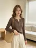 Fábrica de Suéteres Dalan Source Suéter de Punto con Cuello Redondo y Botones Otoño e Invierno para Mujer, Corte Ajustado, Versátil, Top Base