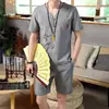Conjunto de Shorts de Manga Corta para Hombre Lobo del Norte de China Verano, Conjunto de Dos Piezas Camiseta Casual Tendencia Elegante Estilo Chino