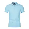 Camisa POLO para hombre, color liso, simple y elegante, con cuello camisero, camiseta de manga corta, adecuada para comercio exterior, top deportivo de talla grande