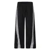 Pantalones Deportivos de Algodón Gris Claro Estilo Americano con Cordón y Tres Rayas Laterales, Pantalones Casuales Sueltos de Pierna Recta y Ancha para Hombres y Mujeres
