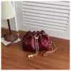 Bolsa de ombro tipo balde plissada de verão para mulheres, bolsa da sorte com cordão, novo modelo 2026, bolsa de corrente com design único