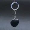Colgante con Forma de Corazón Transfronterizo 30*12mm Llavero Piedra Natural Cristal Rosa Corazón de Melocotón Joyería DIY Más Vendida