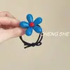 Elástico de Cabelo Azul com Design de Flor de Nicho Estilo Coreano, Acessório de Cabelo Simples e Versátil, Elástico de Cabelo de Alta Elasticidade para Rabo de Cavalo, Faixa de Cabelo