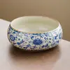 Cuenco de Cerámica Ru Kiln Hecho en Fábrica para Lavar el Té con Diseño de Loto, Accesorios para Juego de Té Kung Fu Casero, Recipiente para Residuos de Té, Lavabo
