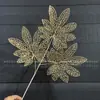Flores de Nochevieja, Flores Artificiales Doradas, Eucalipto Dorado, Hortensia, Abanico Dorado, Hojas de Ginkgo, Cubo de la Fortuna, Arreglo Floral, Hojas, Flores de Plástico