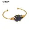 WT-B644 Pulsera con colgante de piedra amatista brillante estilo palacio retro europeo y americano Joyería para niñas