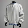 Sudadera de Punto Redonda con Empalme Falso de Dos Piezas Retro para Hombre en Otoño, Holgada, Versátil, Casual, para Pareja