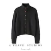 Nuevo cárdigan de punto de cachemira grueso de tres hebras para Otoño e Invierno, chaqueta con cuello medio alto de aspecto adelgazante holgado para mujer, top de un solo botón