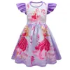 Novo Vestido Infantil Cosplay Figura Barbie Vestido Menina Manga Voadora Vestido Evasê 81600