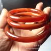 Espécies de gelo alto Pulseira de calcedônia vermelha ágata vermelha vermelho caqui barra redonda pulseira de jade Pulseira de beleza de calcedônia vermelha com pulseira pneu versão larga