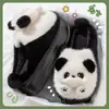 Pantuflas de algodón con plataforma y tacón alto de panda para mujer, nuevo modelo otoño e invierno 2026, para usar en exteriores, peluche, cálidas, lindas pantuflas de algodón para mujer