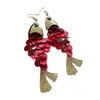 Nuevos Pendientes Colgantes de Borla de Concha con Forma de Pez Estilo Chino Tendencia Versátil Ganchos para Orejas Pendientes de Moda Personalizados con Temperamento