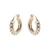 Aretes Miaojia estilo francés en forma de C con diamantes y perlas, modernos y de lujo ligero, chapados en oro real de 18 quilates, aretes geométricos de botón para mujer