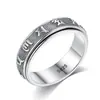 Anel de casal de prata S925 com mantra de seis caracteres Daming, anel de cauda única giratório, anel de comida masculino dominador