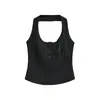 Estilo Americano Chica Picante Espalda Descubierta Suave y Ligero Versátil Top Halter Sin Mangas Sexy Camiseta sin Mangas Camisola Corta para Mujer Verano