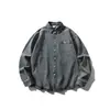 Camisa de Trabajo Holgada de Algodón y Mezclilla de Bambú Tendencia Retro Estilo Japonés Bordada Cs136