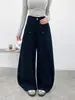 Pantalones Anchos Estilo Americano para Mujer, Estilo Otoño, Cremallera Frontal Genuina con Diseño de Remache, Pantalones Largos de Pierna Recta, Cintura Alta, Pantalones Deportivos Adelgazantes