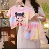 Ropa de Verano Nueva para Niños 2025 Conjunto de Dos Piezas de Manga Corta con Dibujos Animados para Niñas Conjunto de Shorts Tie-Dye de Verano para Bebé Niña Nezha