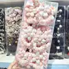 Goma para el pelo de flor de tela rosa estilo coreano de Hello Kitty, Scrunchie dulce con borde de encaje para niños, Diadema linda para niñas
