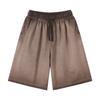 320g algodão puro retrô gradiente bicolor shorts desgastados folgados masculino e feminino casual esportivo oversize