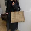 Bolso de mujer transfronterizo, nuevo bolso de hombro elegante de gran capacidad, bolso de mano de moda con estampado retro, para trabajo, 2025