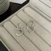 Pendientes Saina de Plata de Ley 925 Versión Coreana Corazón Texturizado de Doble Círculo Estilo Ins Pendientes Sencillos de Fashion Blogger