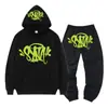 Synaword High Street Y2K Traje Europeo y Americano para Hombre Ins Tendencia Hip-Hop Sudadera con Capucha Sudadera Estampada Syna Pantalones