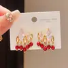 Pendientes de Plata Recubiertos de Oro Real de 18K con Aguja de Plata, Lujo Ligero, Zirconita Ovalada con Borla, Estilo Retro de Moda, Pendientes de Gama Alta