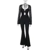 Yl24492 Outono 2026 Nova Roupa Feminina Estilo Europeu e Americano Macacão Justo de Manga Longa com Costas Abertas para Mulheres