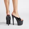 Salto Alto Agulha Sexy Socialite Banquete Sapatos Femininos 2025 Verão Novo Plataforma Impermeável Boca de Peixe Chinelos de Salto Alto de Verão