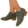 Botines Martin de talla grande para mujer con tacón grueso, caña corta, cremallera trasera, punta fina adelgazante, parte superior de piel, botines de tobillo de exportación europea y americana, color liso
