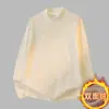 Camiseta Térmica de Manga Larga para Hombre con Forro Polar Doble Cara, Cuello Semi Alto, Color Sólido, Forrada de Polar, Prenda Base Cálida