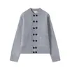 Suéter de estilo retrô americano, de abotoamento duplo, com forro de lã para homens e mulheres, mistura outono/inverno, elegante e descontraído, cardigã de tricô com gola redonda